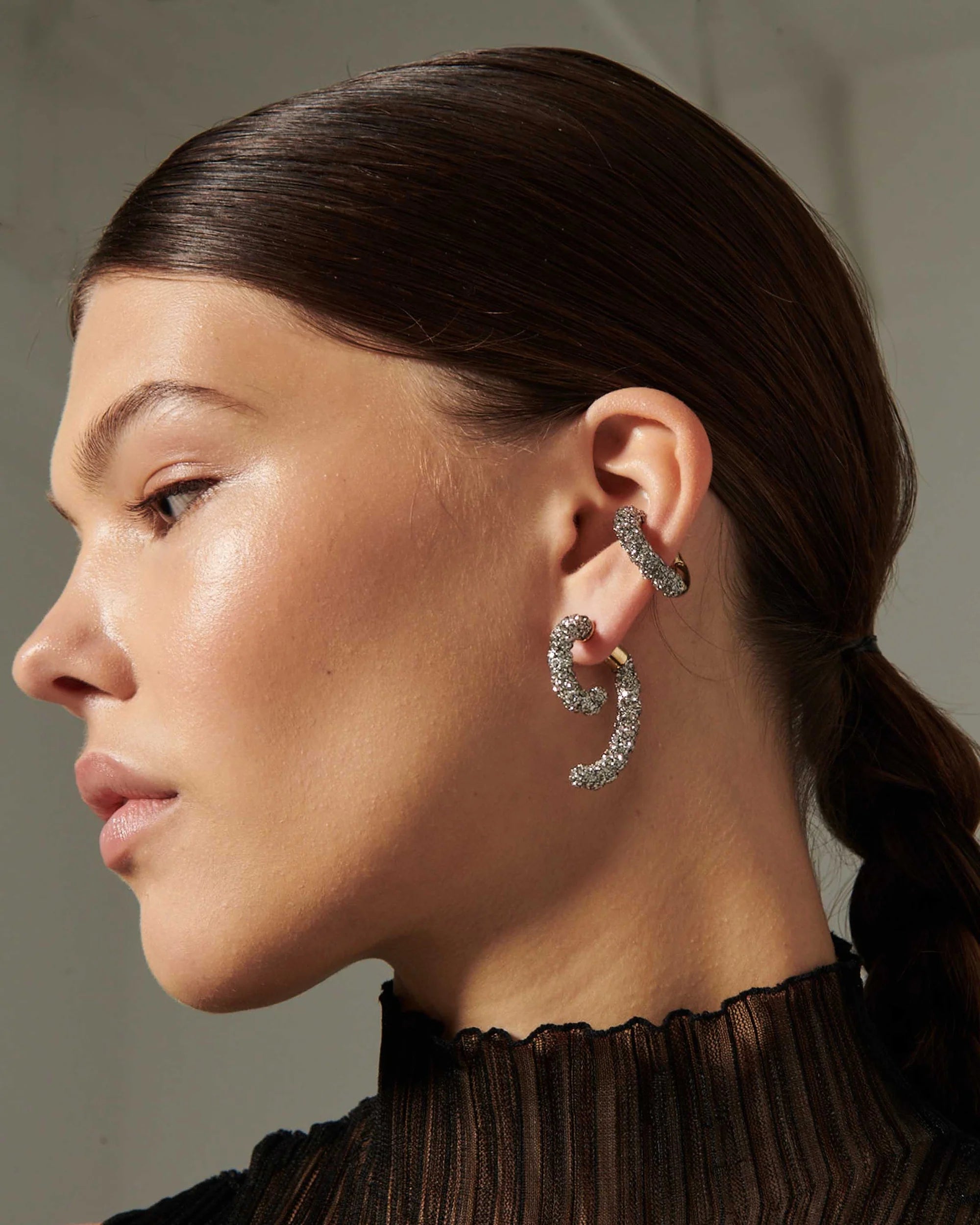 Luna Braided Pave Earrings