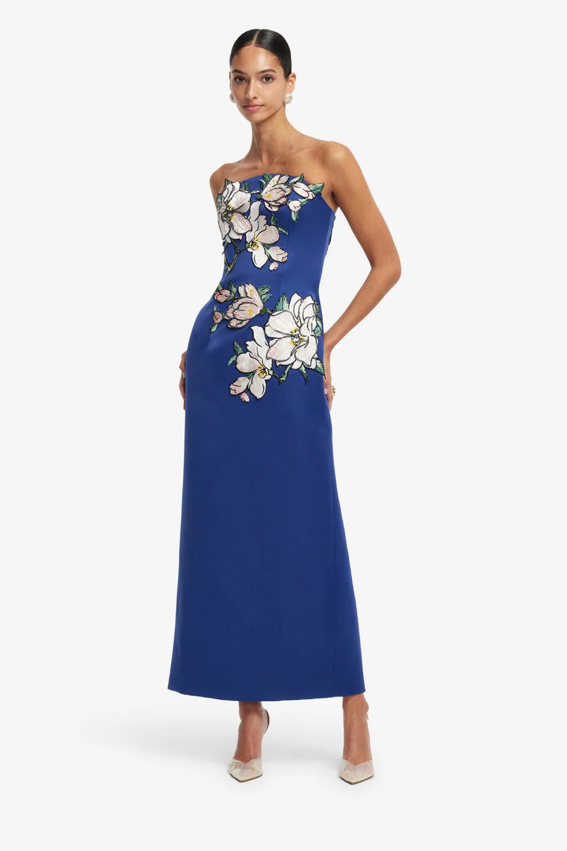 Ava Applique Floral Bustier Maxi Dress