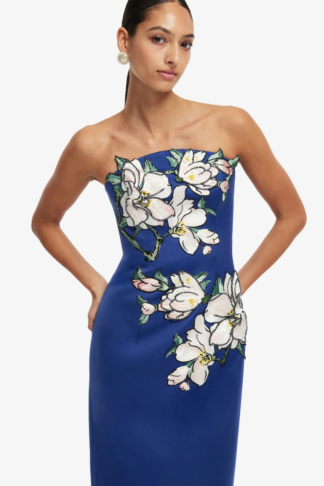 Ava Applique Floral Bustier Maxi Dress