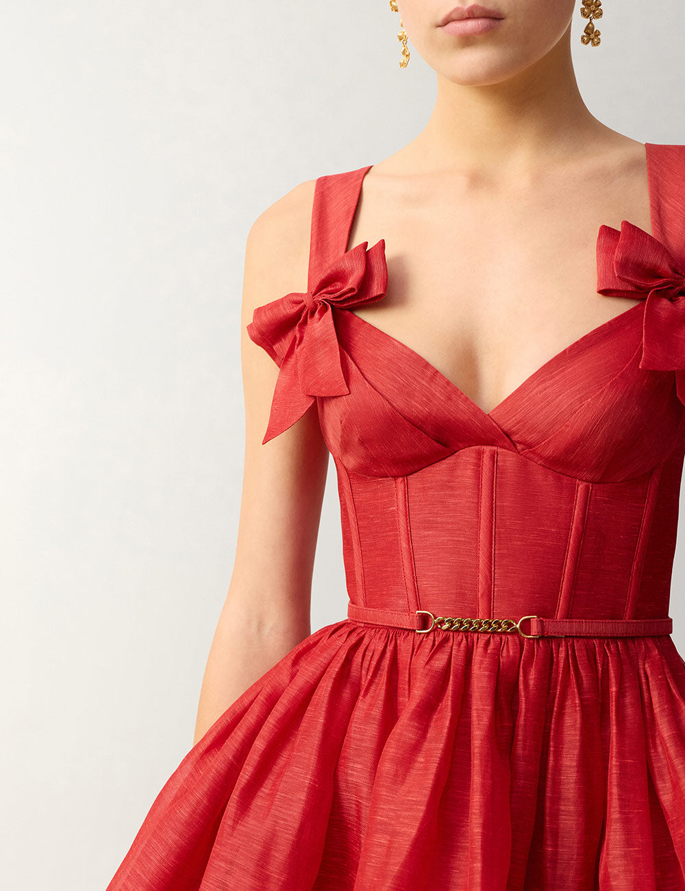 Clash Print Bow Mini Dress