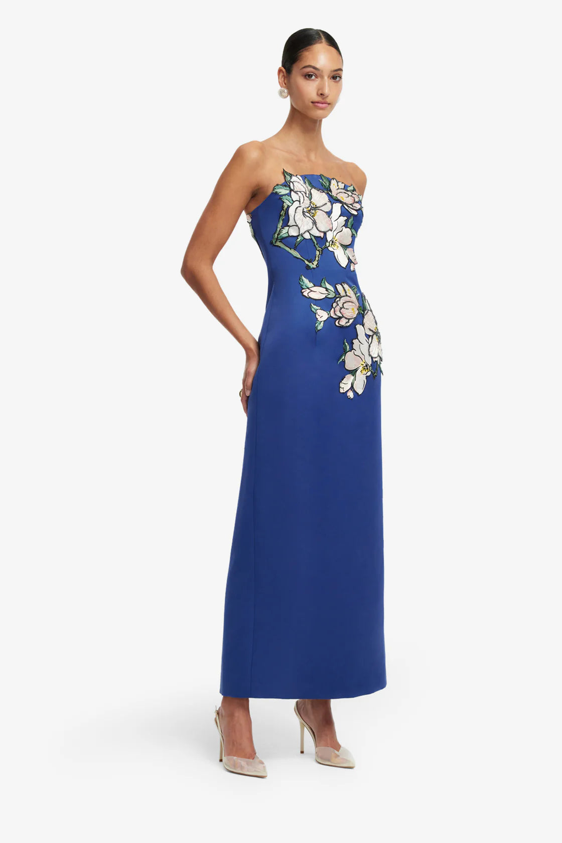 Ava Applique Floral Bustier Maxi Dress