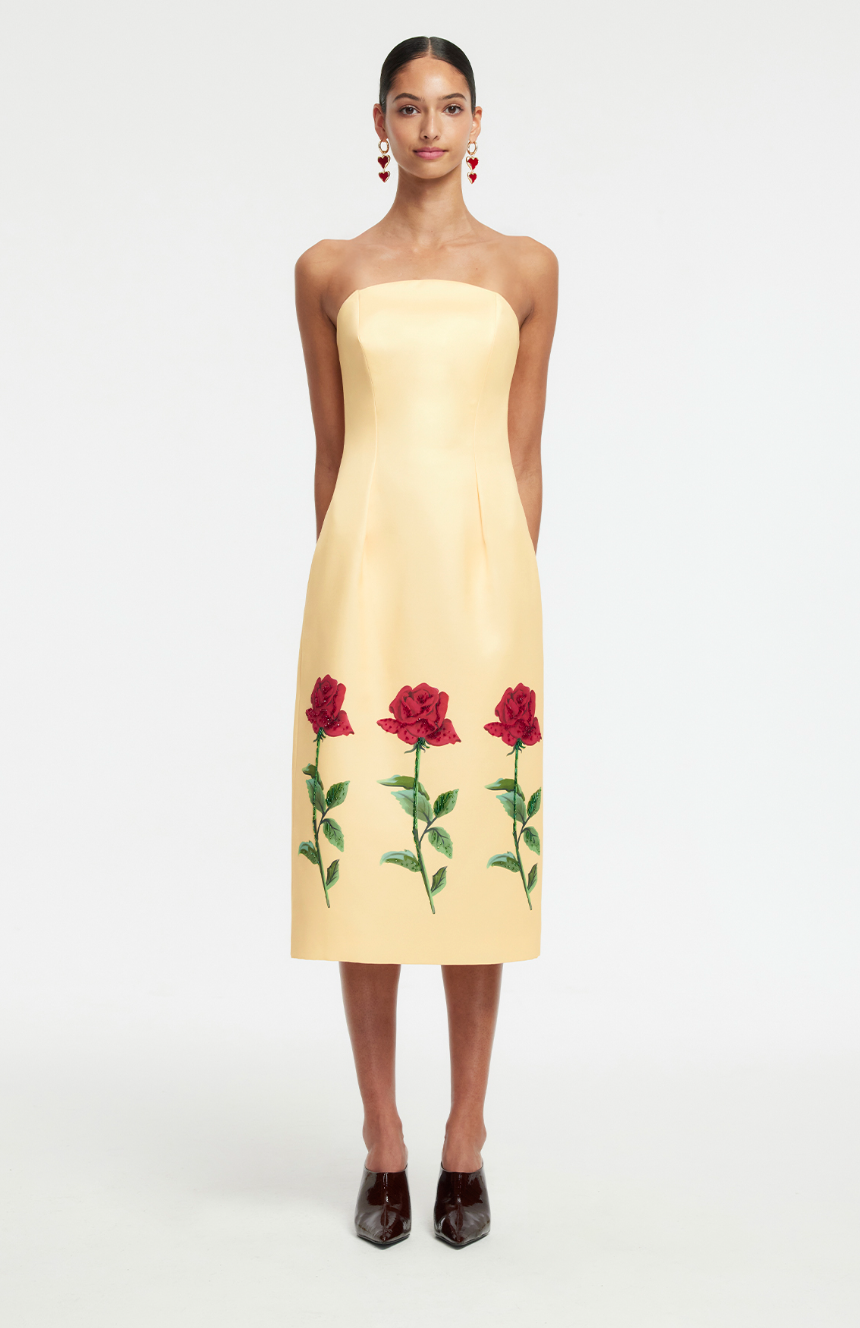 Polina Embellished Rose Midi Dress
