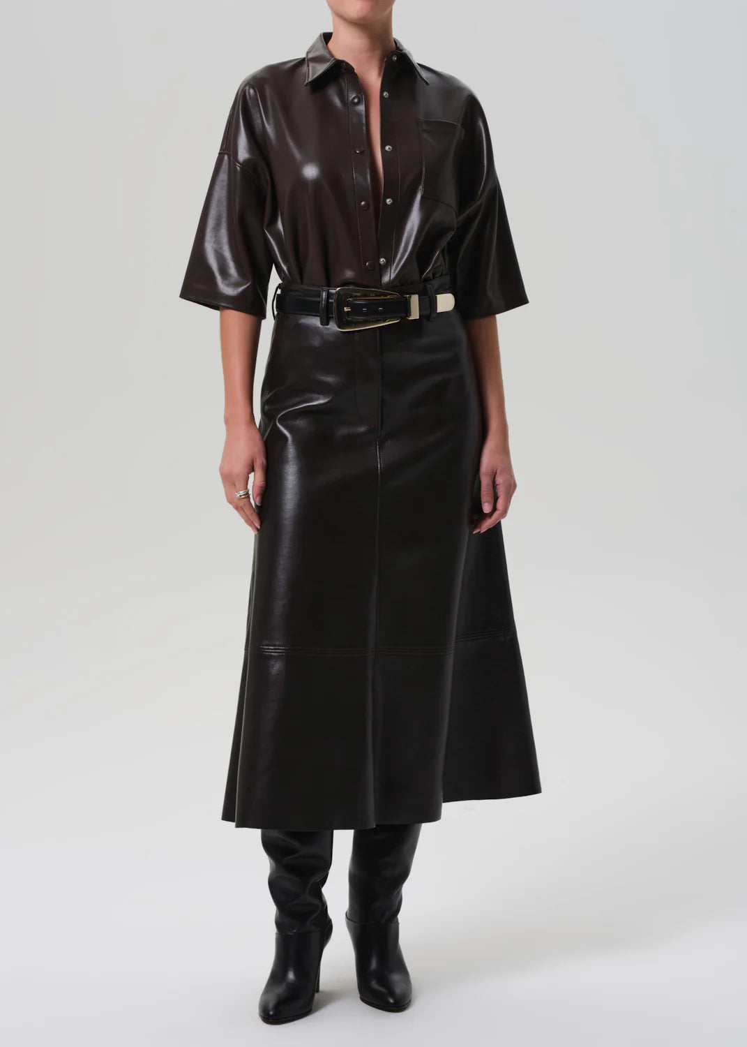 Frances Leather Button Up