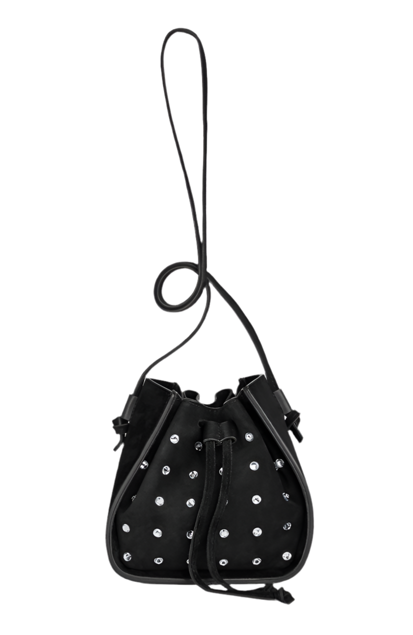 Suede Crystal Small Bucket Bag