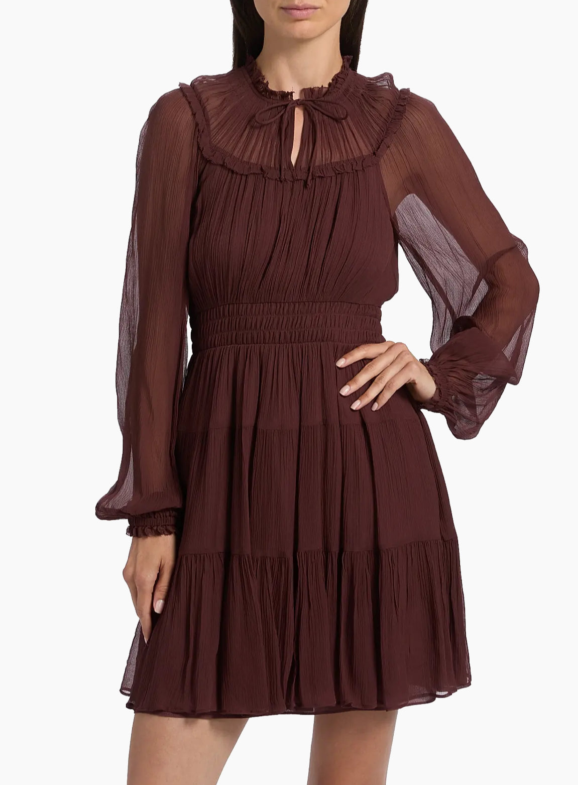 Ava Silk Long Sleeve Mini Dress