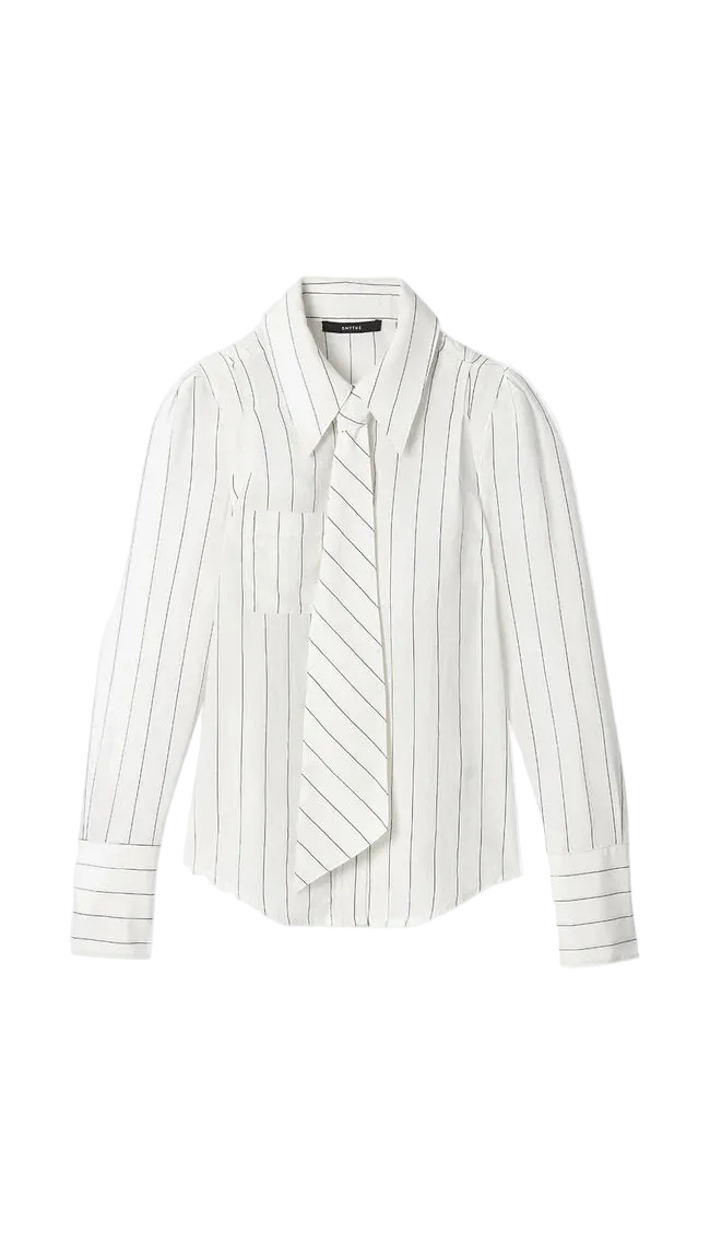 Neck Tie Box Pleat Shirt