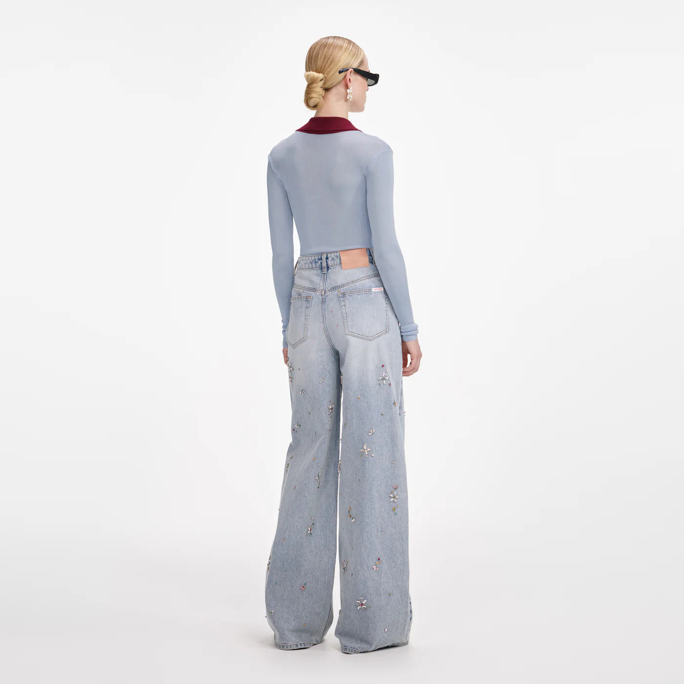 Blue Viscose Knit Bodysuit