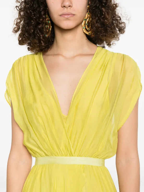 Chiffon Silk Crossed Neckline Dress