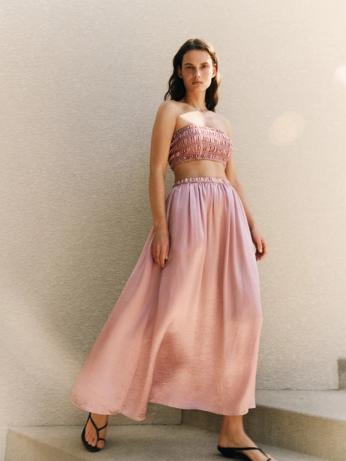 Textured Satin Celeste Skirt
