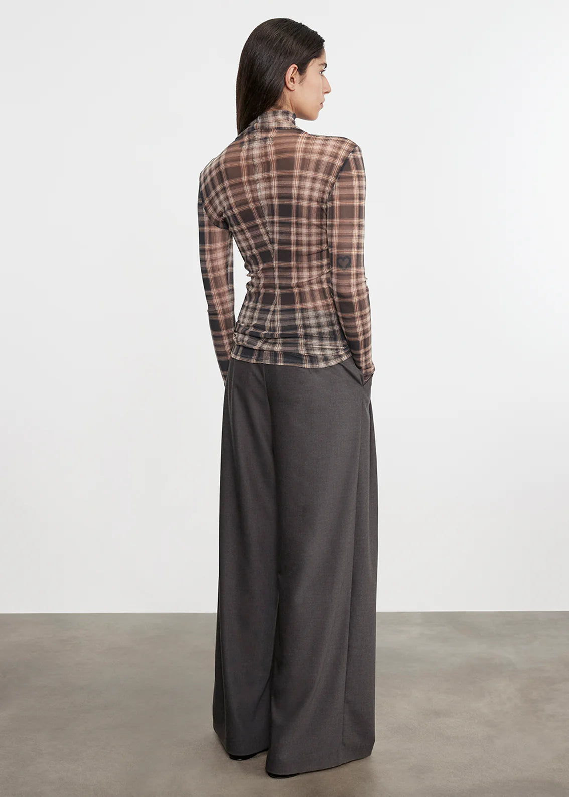 Plaid Mesh Turtleneck
