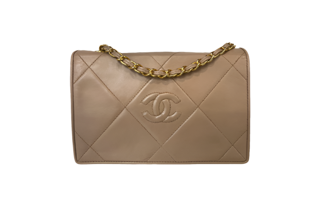 Chanel Vintage Rare Taupe Mini Flap