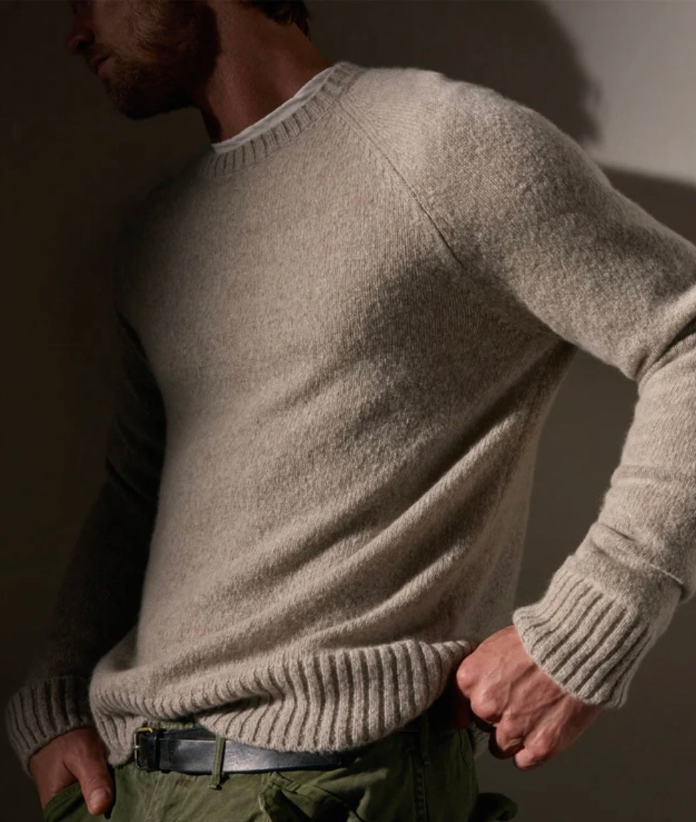 Texted Cashmere Crew Sweater