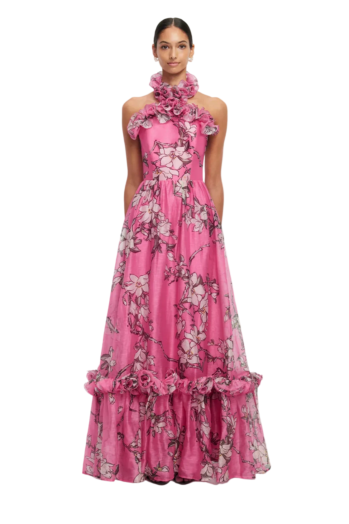 Isabelle Ruffled Halterneck Maxi Dress