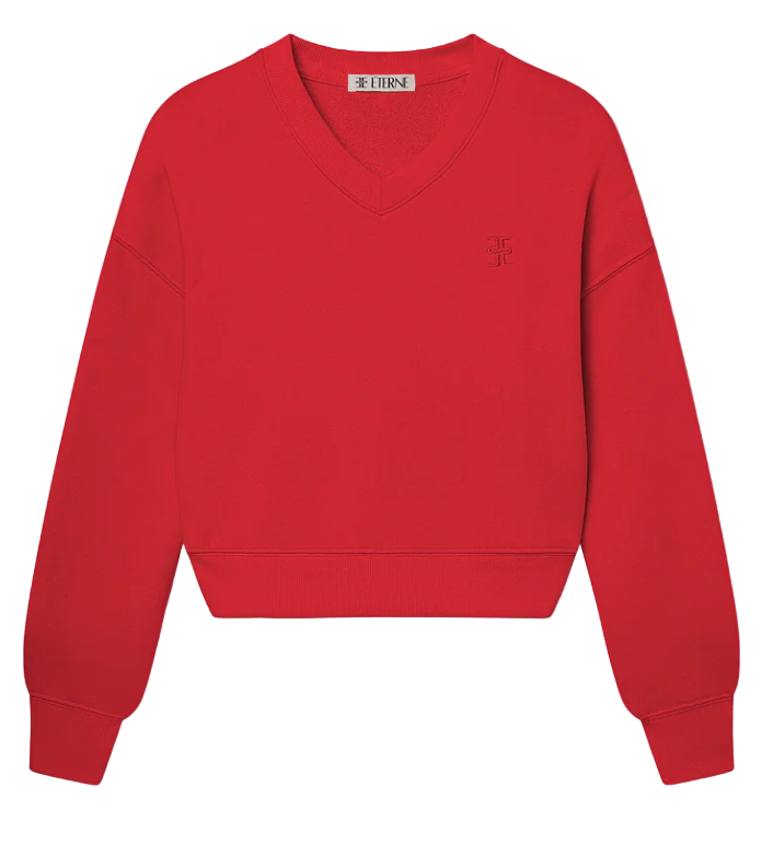 Cropped V-Neck Sweat Set