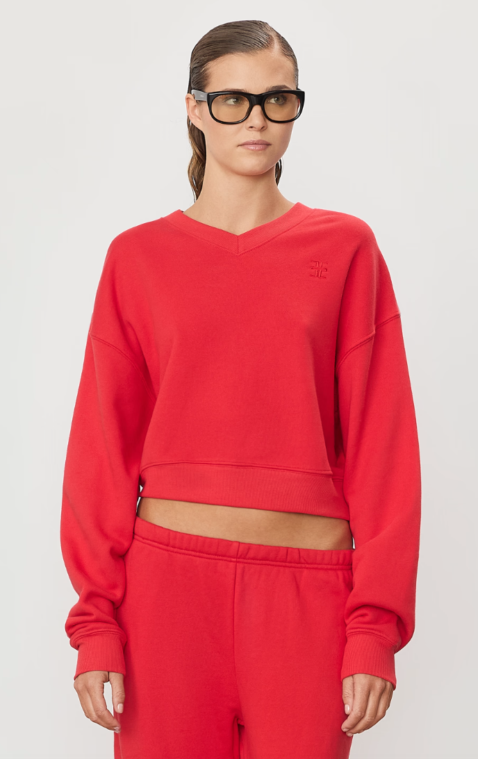 Cropped V-Neck Sweat Set