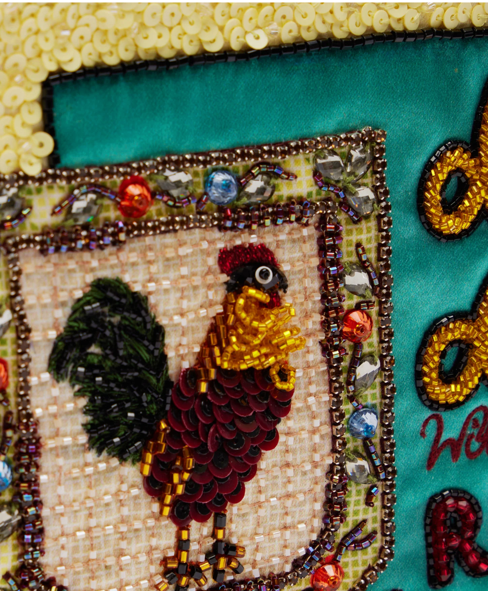 Ace Rooster Embellished Clutch