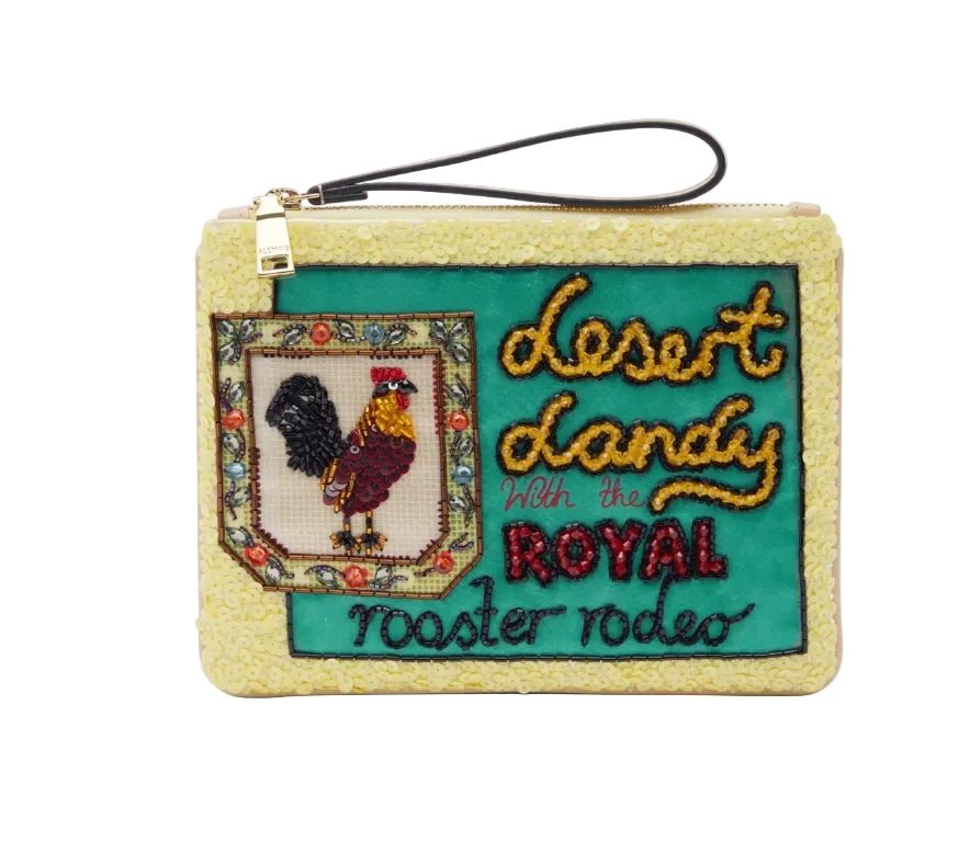 Ace Rooster Embellished Clutch