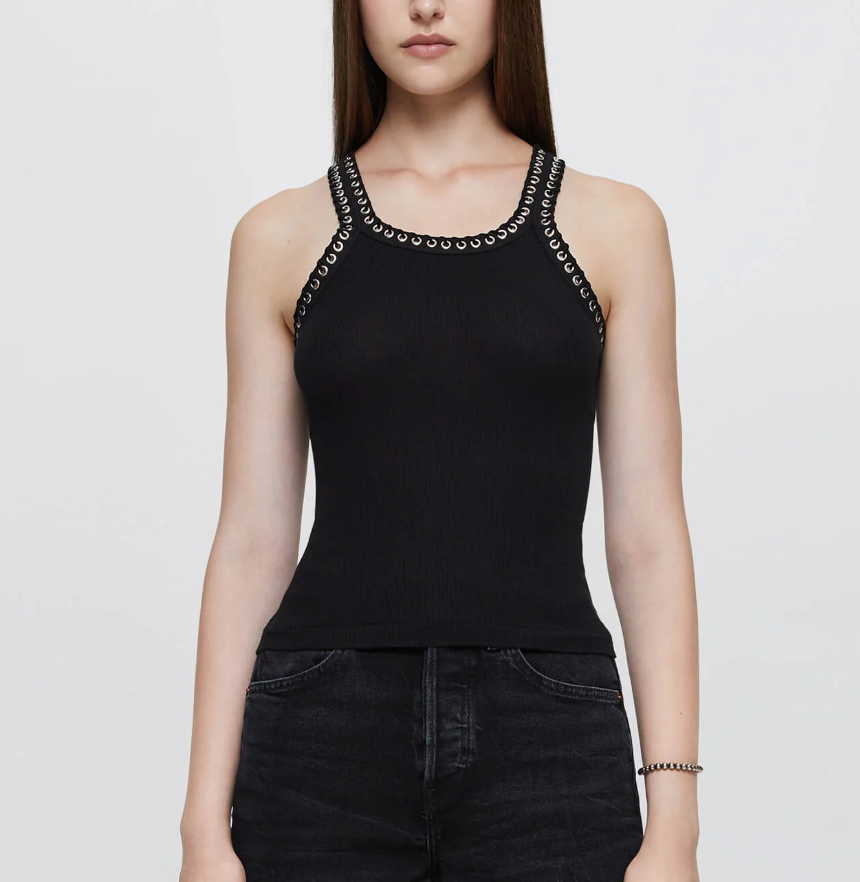Whipstitch Ribbed Tank - L