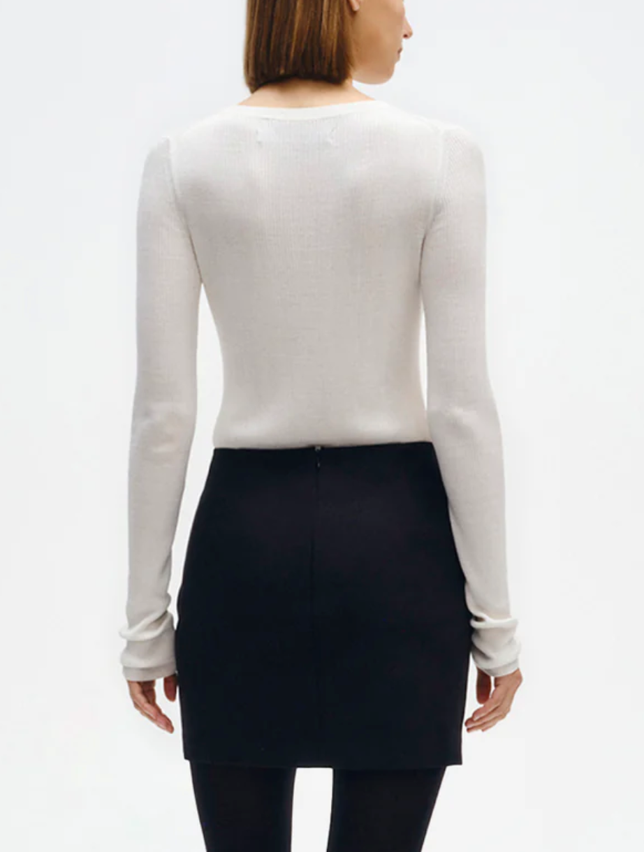 Silk Sweater Rib L/S Crew - M