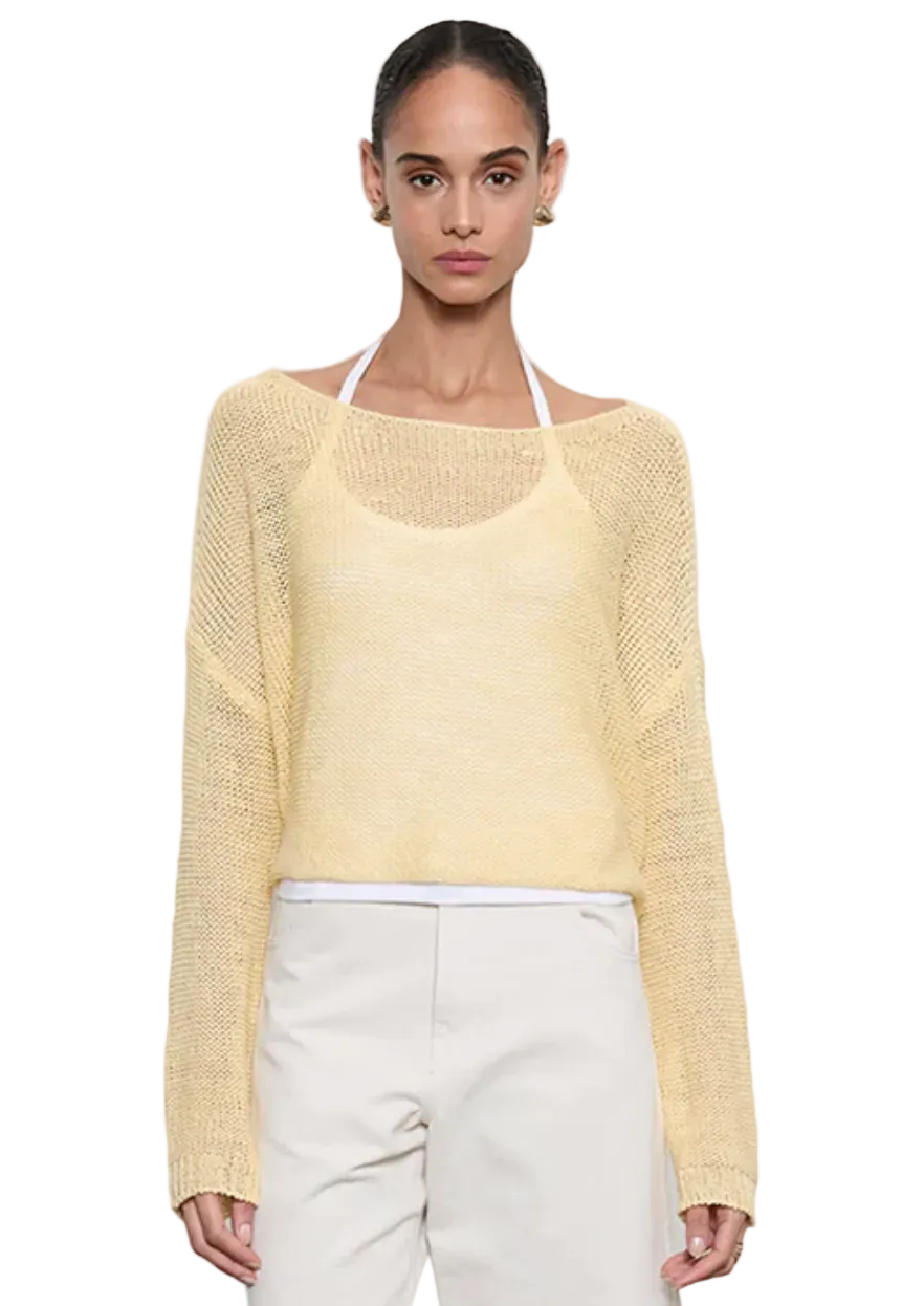 Linen Open Knit Bateau Sweater