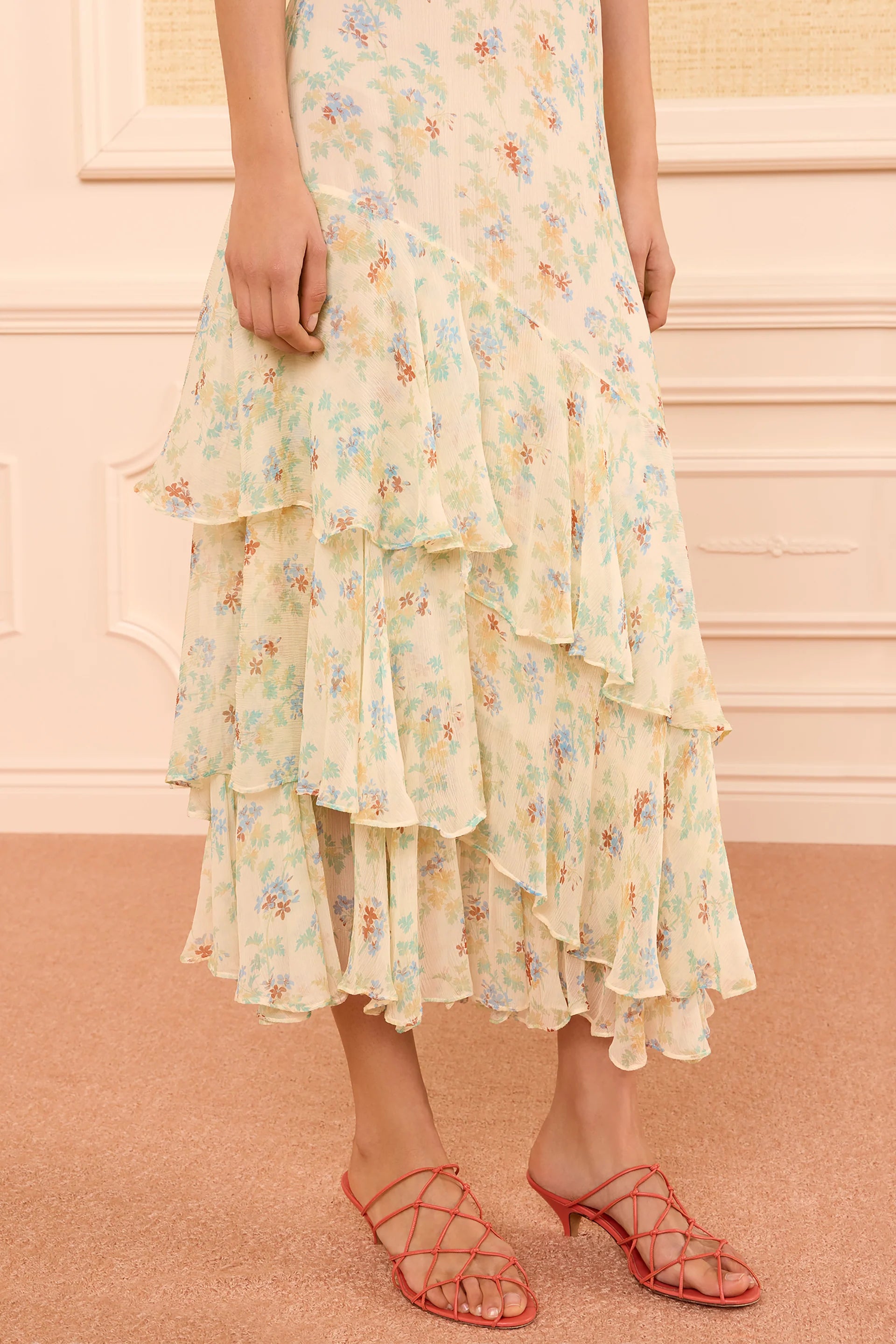 Meadow Silk Midi Skirt