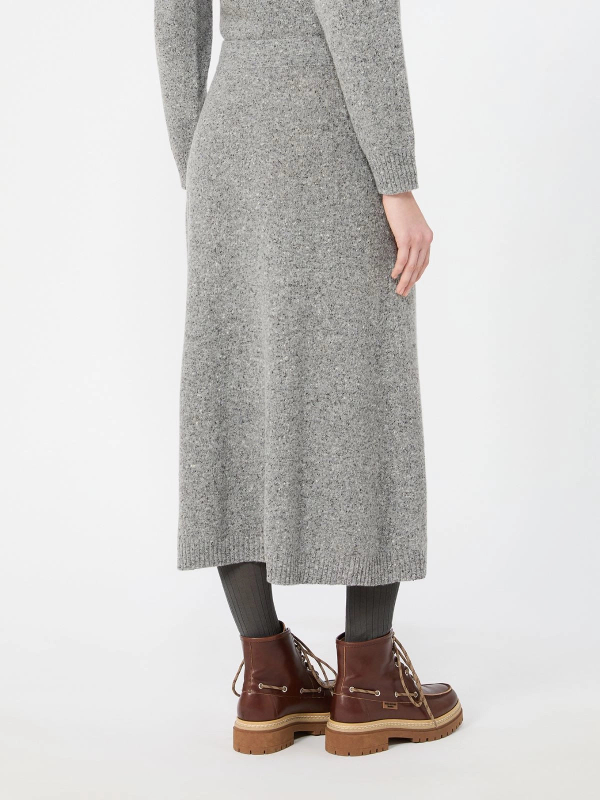 Flared Wool Blend Tweed Skirt