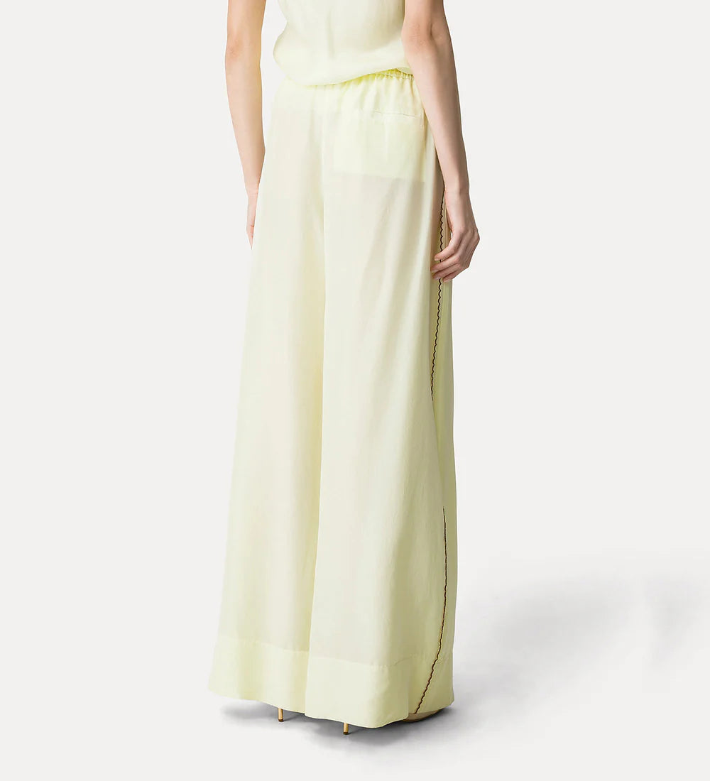 Habotai Silk Embroidered Edge Pants